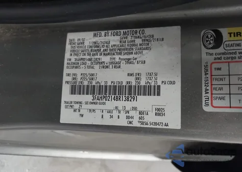 2008 Ford Fusion Sel from USA, damaged, VIN 3FAHP02148R138291
